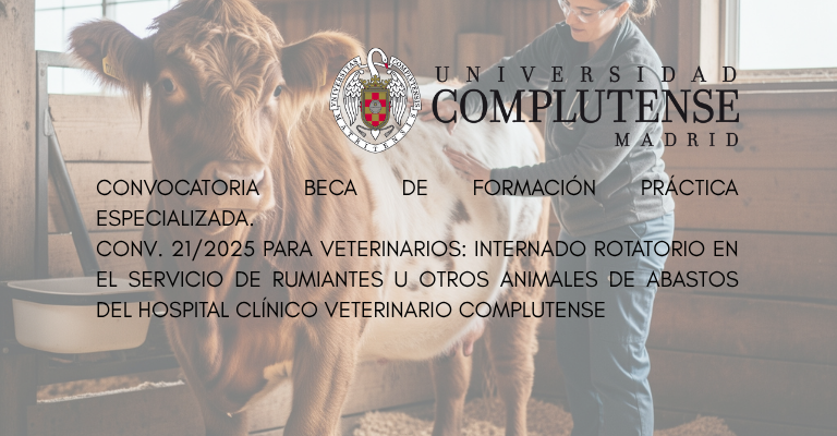 Conv. 21/2025 para veterinarios: Internado rotatorio en el  Servicio de rumiantes u otros animales de abastos del  HCVC
